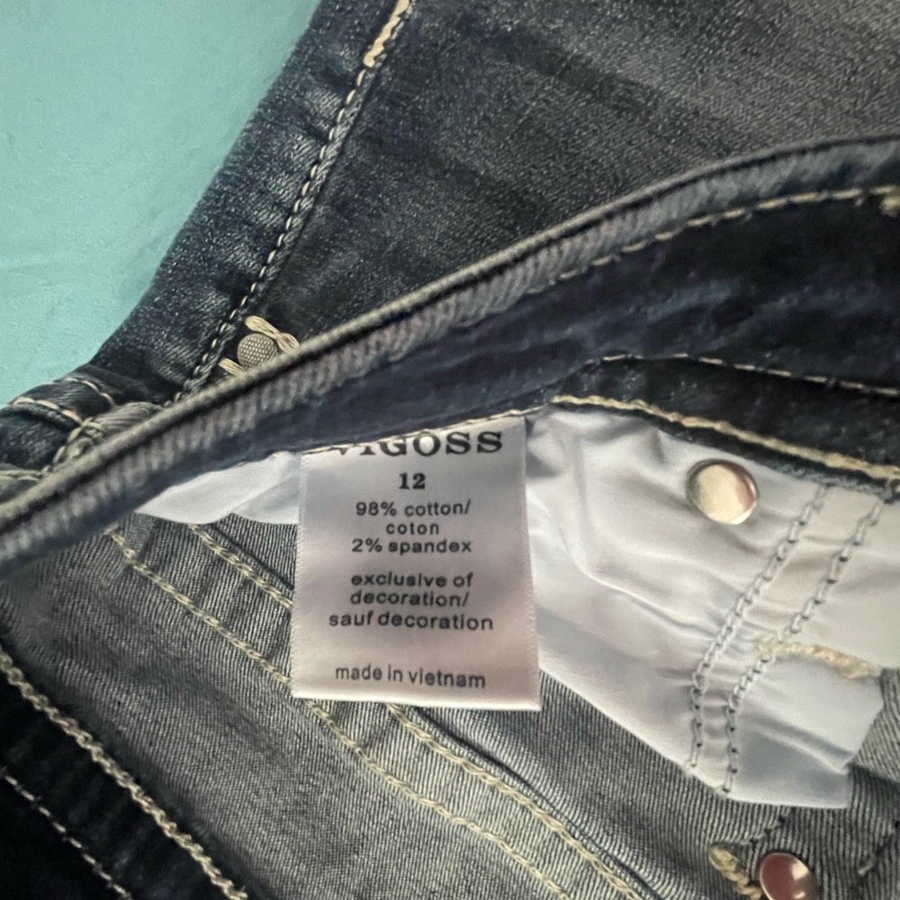 Vigoss American Flag Distressed Dark Blue Denim Shorts - Picture 3 of 4